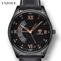 YAZOLE 337 Men Fashion Sport Stainless Steel Case Leather Band Quartz Analog Wrist Watch Mens Watches Top Brand Luxury Watches